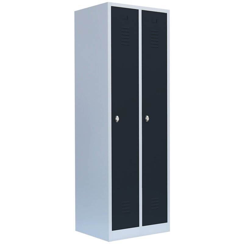 Lüllmann Garderobenschrank 2 Abteile 1800 x 600 x 500 mm lichtgrau mit anthrazit Produktbild Lüllmann Garderobenschrank 2 Abteile 1800 x 600 x 500 mm lichtgrau mit anthrazit