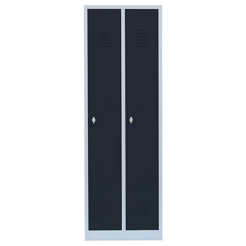 Lüllmann Garderobenschrank 2 Abteile 1800 x 600 x 500 mm lichtgrau mit anthrazit Produktbild Lüllmann Garderobenschrank 2 Abteile 1800 x 600 x 500 mm lichtgrau mit anthrazit bild 2