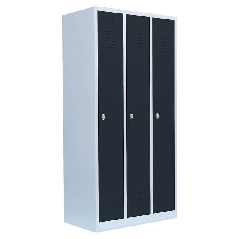 Lüllmann Garderobenschrank 3 Abteile 1800 x 885 x 500 mm lichtgrau mit anthrazit Produktbild Lüllmann Garderobenschrank 3 Abteile 1800 x 885 x 500 mm lichtgrau mit anthrazit
