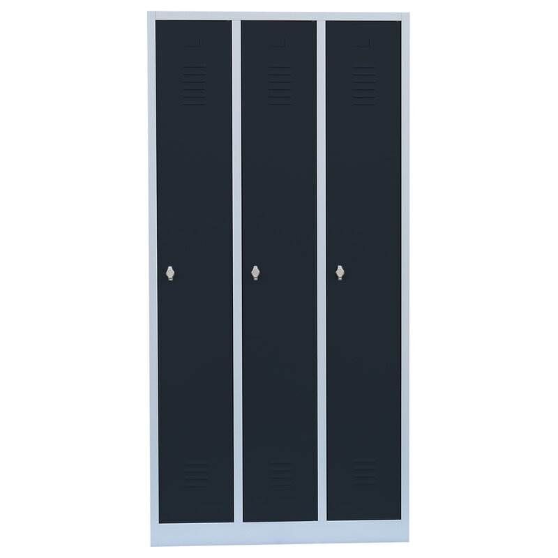 Lüllmann Garderobenschrank 3 Abteile 1800 x 885 x 500 mm lichtgrau mit anthrazit Produktbild Lüllmann Garderobenschrank 3 Abteile 1800 x 885 x 500 mm lichtgrau mit anthrazit bild 2