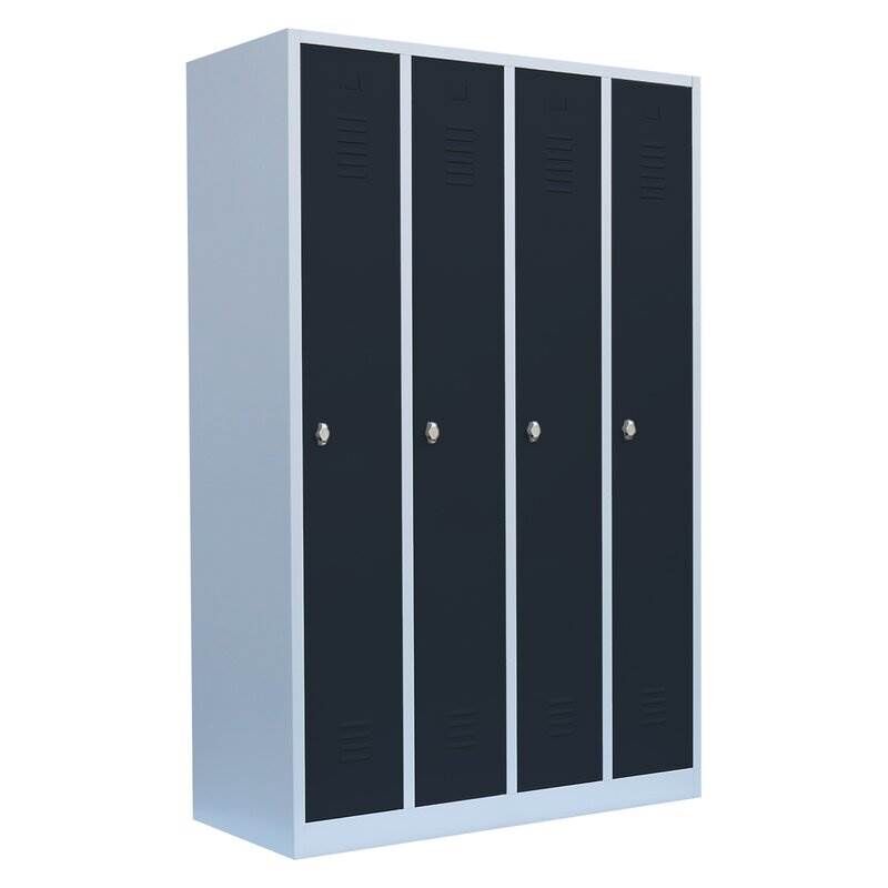Lüllmann Garderobenschrank 4 Abteile 1800 x 1170 x 500 mm lichtgrau mit anthrazit Produktbild Lüllmann Garderobenschrank 4 Abteile 1800 x 1170 x 500 mm lichtgrau mit anthrazit
