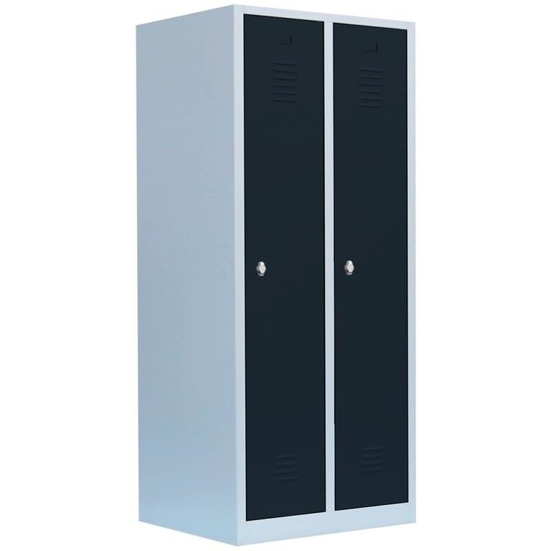 Lüllmann Garderobenschrank 2 Abteile 1800 x 800 x 500 mm lichtgrau mit anthrazit Produktbild Lüllmann Garderobenschrank 2 Abteile 1800 x 800 x 500 mm lichtgrau mit anthrazit