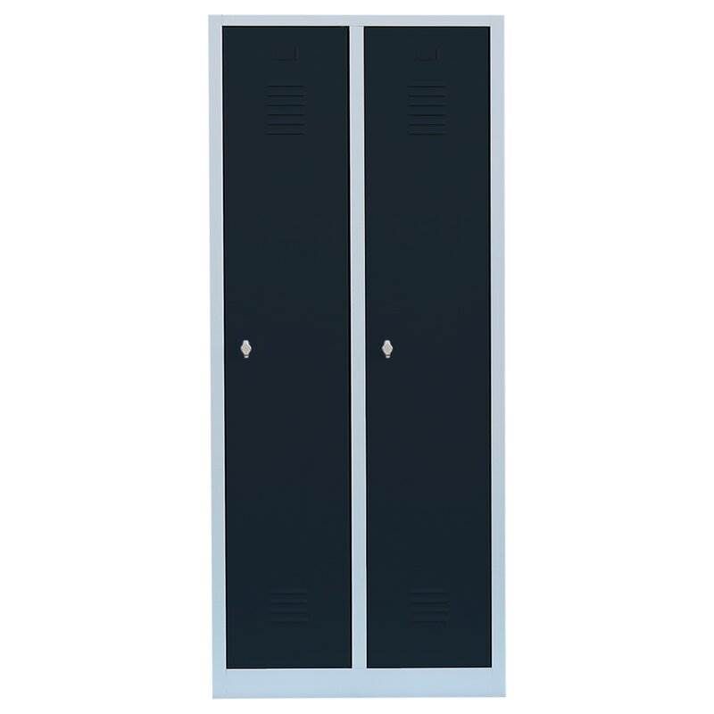 Lüllmann Garderobenschrank 2 Abteile 1800 x 800 x 500 mm lichtgrau mit anthrazit Produktbild Lüllmann Garderobenschrank 2 Abteile 1800 x 800 x 500 mm lichtgrau mit anthrazit bild 2