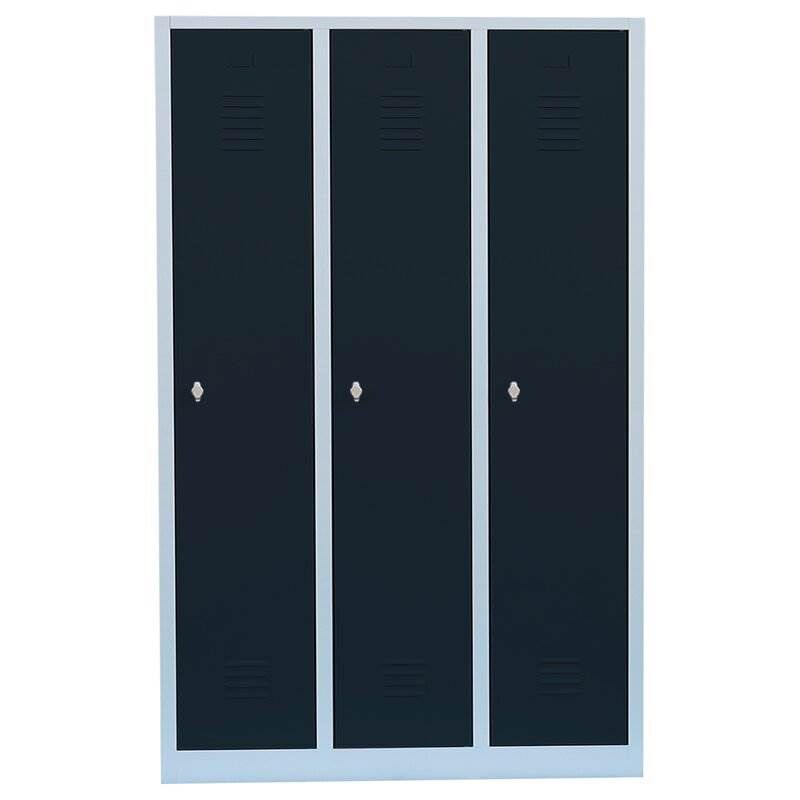 Lüllmann Garderobenschrank 3 Abteile 1800 x 1185 x 500 mm lichtgrau mit anthrazit Produktbild Lüllmann Garderobenschrank 3 Abteile 1800 x 1185 x 500 mm lichtgrau mit anthrazit bild 2