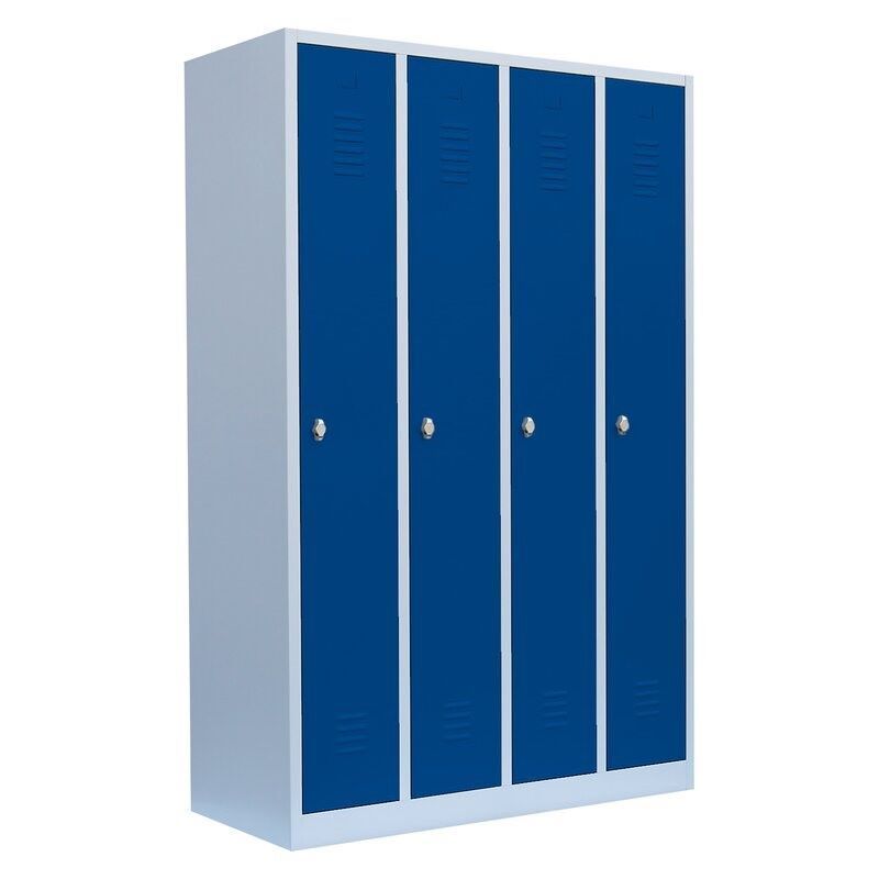 Lüllmann Garderobenschrank 4 Abteile 1800 x 1170 x 500 mm lichtgrau enzianblau Produktbild Lüllmann Garderobenschrank 4 Abteile 1800 x 1170 x 500 mm lichtgrau enzianblau bild 2