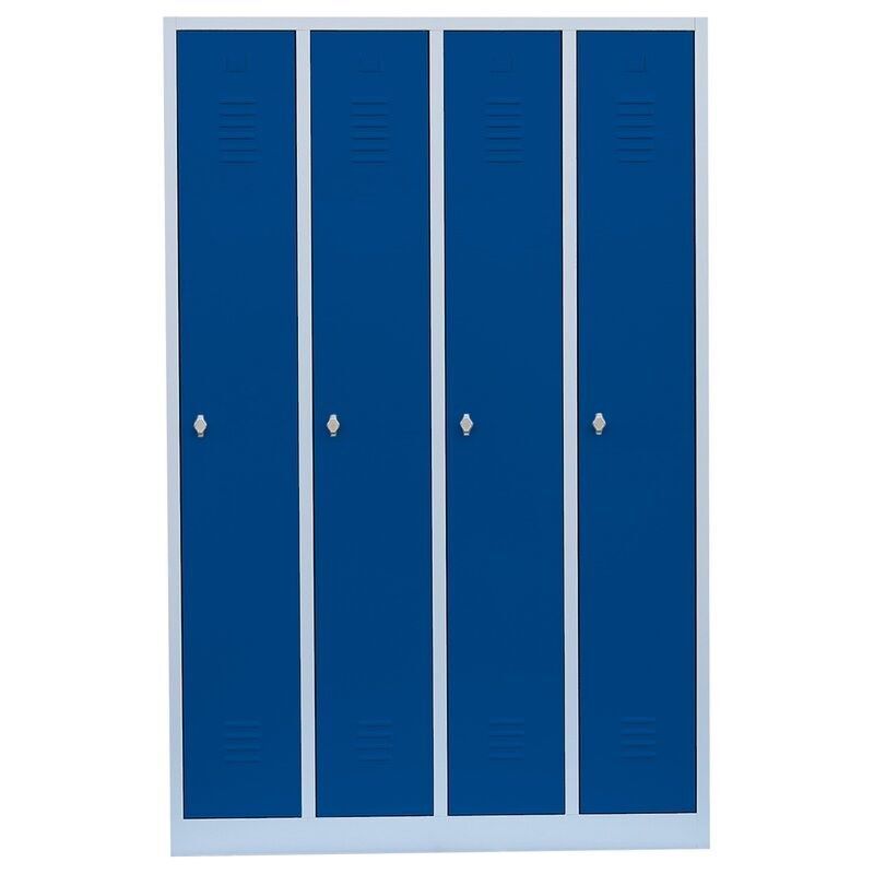 Lüllmann Garderobenschrank 4 Abteile 1800 x 1170 x 500 mm lichtgrau enzianblau Produktbild Lüllmann Garderobenschrank 4 Abteile 1800 x 1170 x 500 mm lichtgrau enzianblau