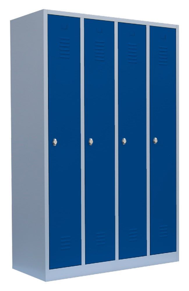Lüllmann Garderobenschrank 4 Abteile 1800 x 1170 x 500 mm lichtgrau enzianblau Produktbild Lüllmann Garderobenschrank 4 Abteile 1800 x 1170 x 500 mm lichtgrau enzianblau bild 3