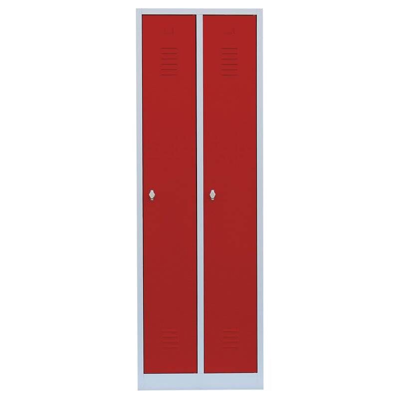 Lüllmann Garderobenschrank 2 Abteile 1800 x 600 x 500 mm lichtgrau mit feuerrot Produktbild Lüllmann Garderobenschrank 2 Abteile 1800 x 600 x 500 mm lichtgrau mit feuerrot bild 2