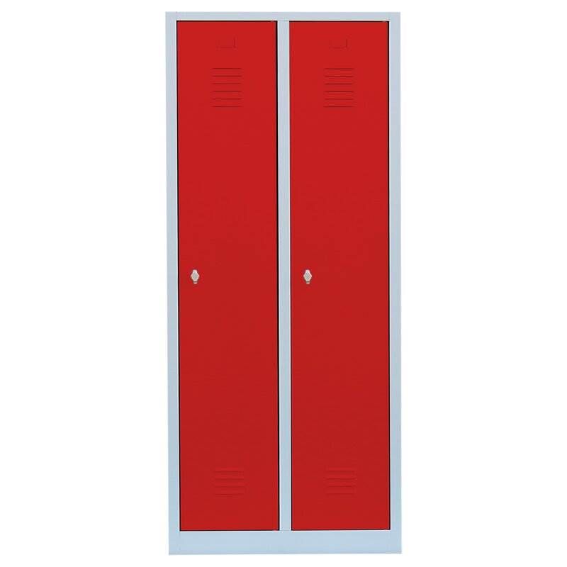 Lüllmann Garderobenschrank 2 Abteile 1800 x 800 x 500 mm lichtgrau mit feuerrot Produktbild Lüllmann Garderobenschrank 2 Abteile 1800 x 800 x 500 mm lichtgrau mit feuerrot bild 2