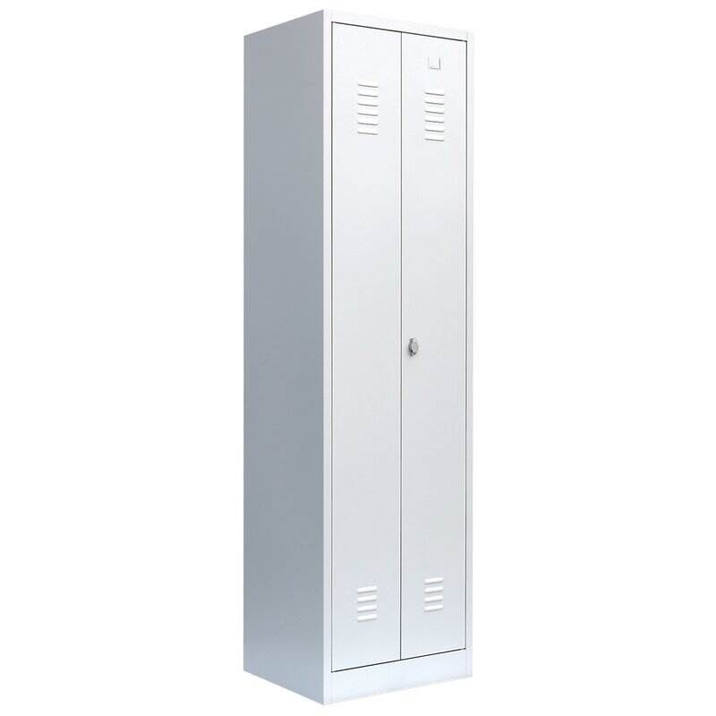 Lüllmann Garderobenschrank 2 Abteile mittig schließend 1800 x 500 x 500 mm in lichtgrau Produktbild Lüllmann Garderobenschrank 2 Abteile mittig schließend 1800 x 500 x 500 mm in lichtgrau