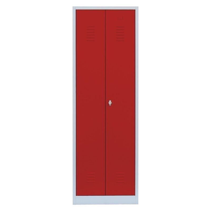 Lüllmann Garderobenschrank 2 Abteile 1800 x 500 x 500 mm lichtgrau feuerrot Produktbild Lüllmann Garderobenschrank 2 Abteile 1800 x 500 x 500 mm lichtgrau feuerrot