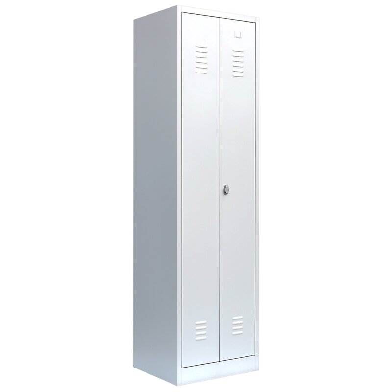 Lüllmann Garderobenschrank 2 Abteile mittig schließend 1800 x 600 x 500 mm in lichtgrau Produktbild Lüllmann Garderobenschrank 2 Abteile mittig schließend 1800 x 600 x 500 mm in lichtgrau