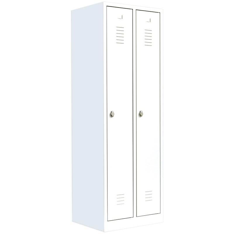 Lüllmann Garderobenschrank 2 Abteile 1800 x 600 x 500 mm RAL 9003 signalweiß Produktbild Lüllmann Garderobenschrank 2 Abteile 1800 x 600 x 500 mm RAL 9003 signalweiß