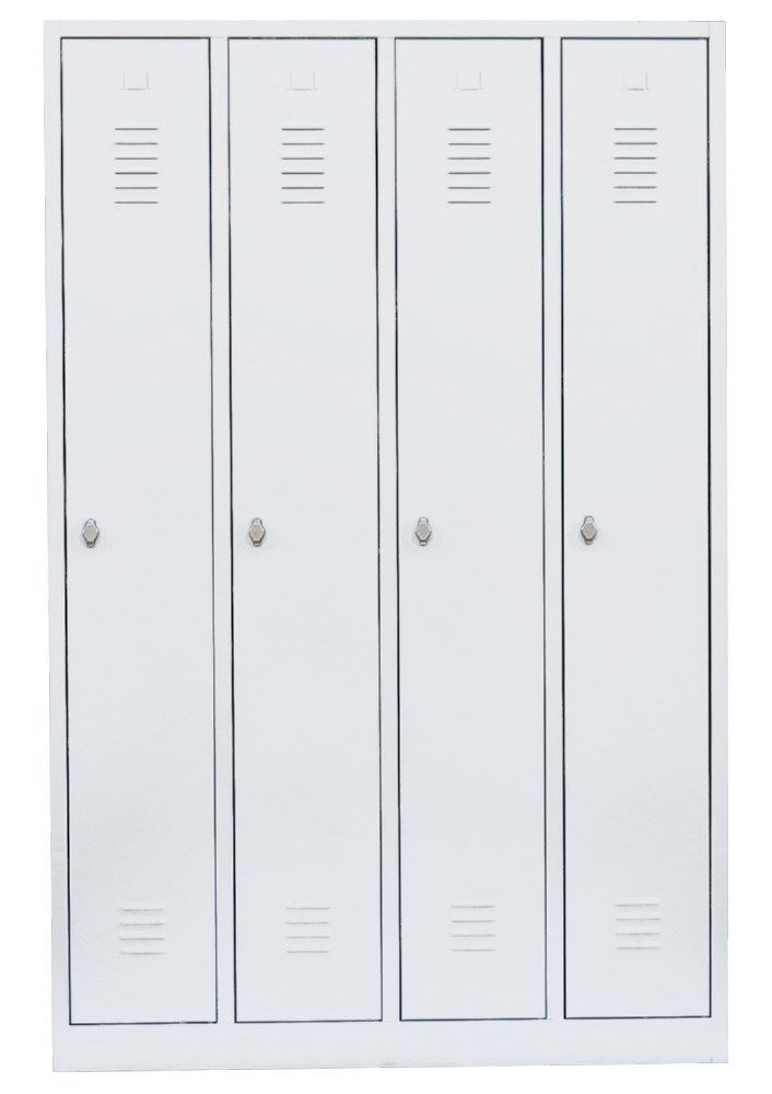 Lüllmann Garderobenschrank 4 Abteile 1800 x 1170 x 500 mm signalweiß Produktbild Lüllmann Garderobenschrank 4 Abteile 1800 x 1170 x 500 mm signalweiß