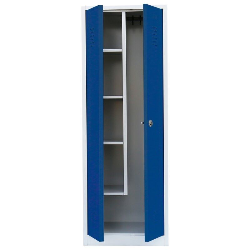 Lüllmann Geräteschrank Garderobenschr 1800 x 800 x500 mm lichtgrau enzianblau Produktbild Lüllmann Geräteschrank Garderobenschr 1800 x 800 x500 mm lichtgrau enzianblau bild 2
