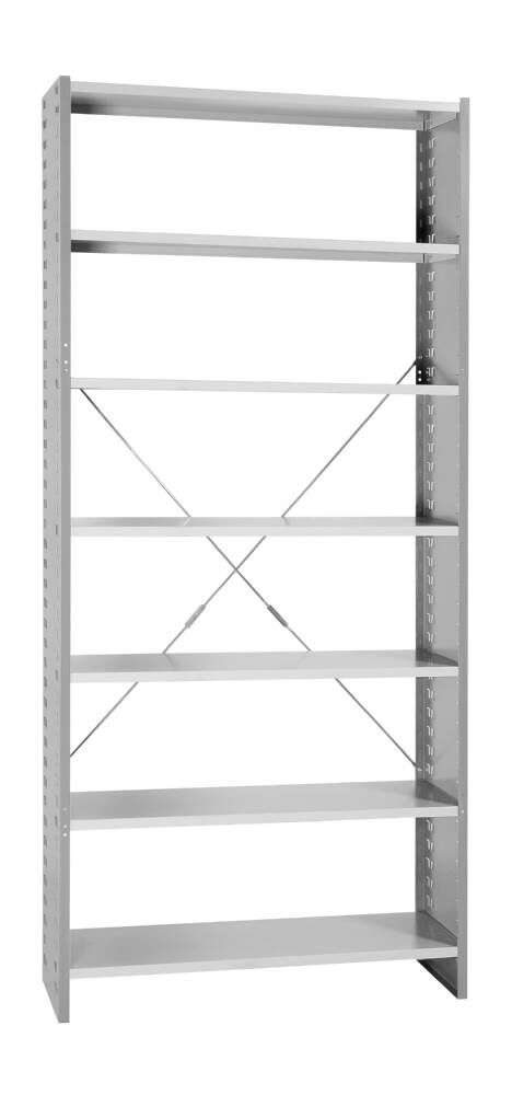 Lüllmann Grundregal Stecksystem 7 Fachböden 2230 x 1000 x 400 mm in lichtgrau Produktbild Lüllmann Grundregal Stecksystem 7 Fachböden 2230 x 1000 x 400 mm in lichtgrau