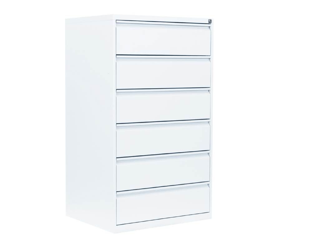 Lüllmann Karteischrank 6 Schubladen dreibahnig 1320 x 760 x 620 mm in signalweiß Produktbild Lüllmann Karteischrank 6 Schubladen dreibahnig 1320 x 760 x 620 mm in signalweiß