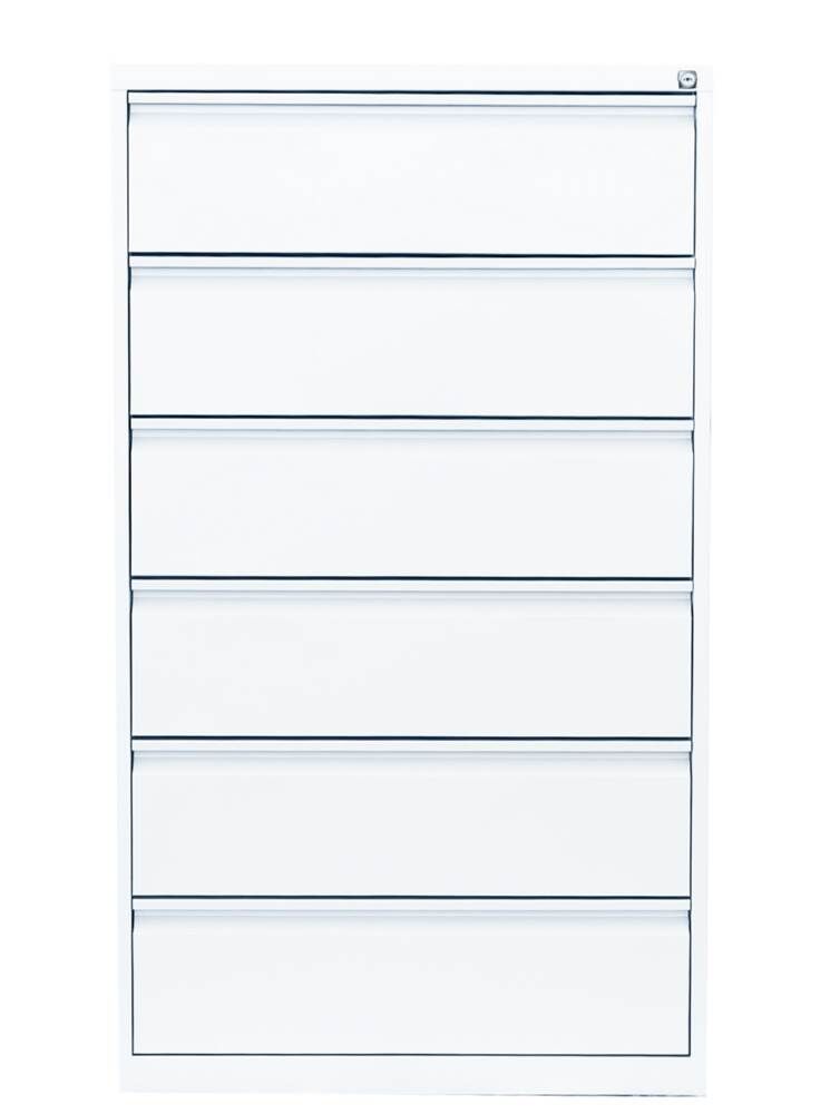 Lüllmann Karteischrank 6 Schubladen dreibahnig 1320 x 760 x 620 mm in signalweiß Produktbild Lüllmann Karteischrank 6 Schubladen dreibahnig 1320 x 760 x 620 mm in signalweiß bild 2