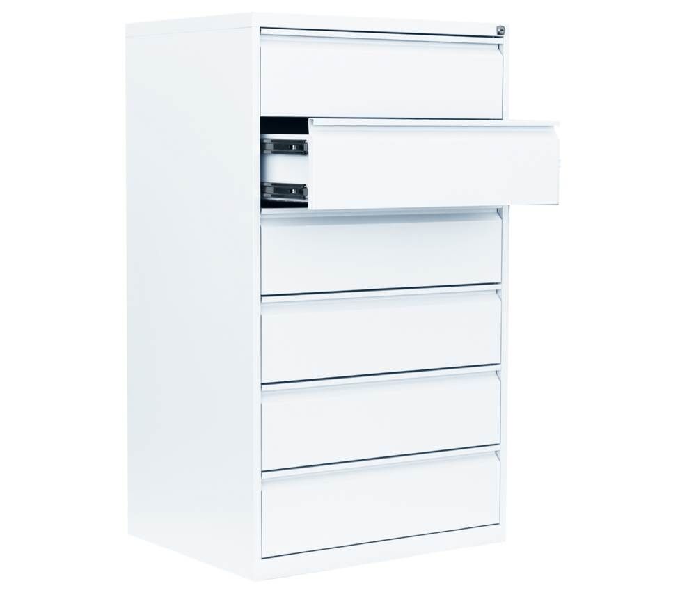 Lüllmann Karteischrank 6 Schubladen dreibahnig 1320 x 760 x 620 mm in signalweiß Produktbild Lüllmann Karteischrank 6 Schubladen dreibahnig 1320 x 760 x 620 mm in signalweiß bild 3