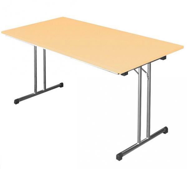 Produktbild Lüllmann Klapptisch T-Fuß 750 x 1400 x 700 mm chrom ahorn