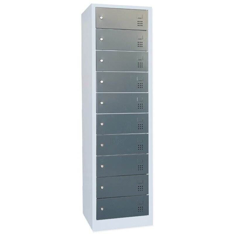 Lüllmann Laptopschrank elektrifiziert 10 Fächer 1800 x 500 x 500 mm Produktbild Lüllmann Laptopschrank elektrifiziert 10 Fächer 1800 x 500 x 500 mm