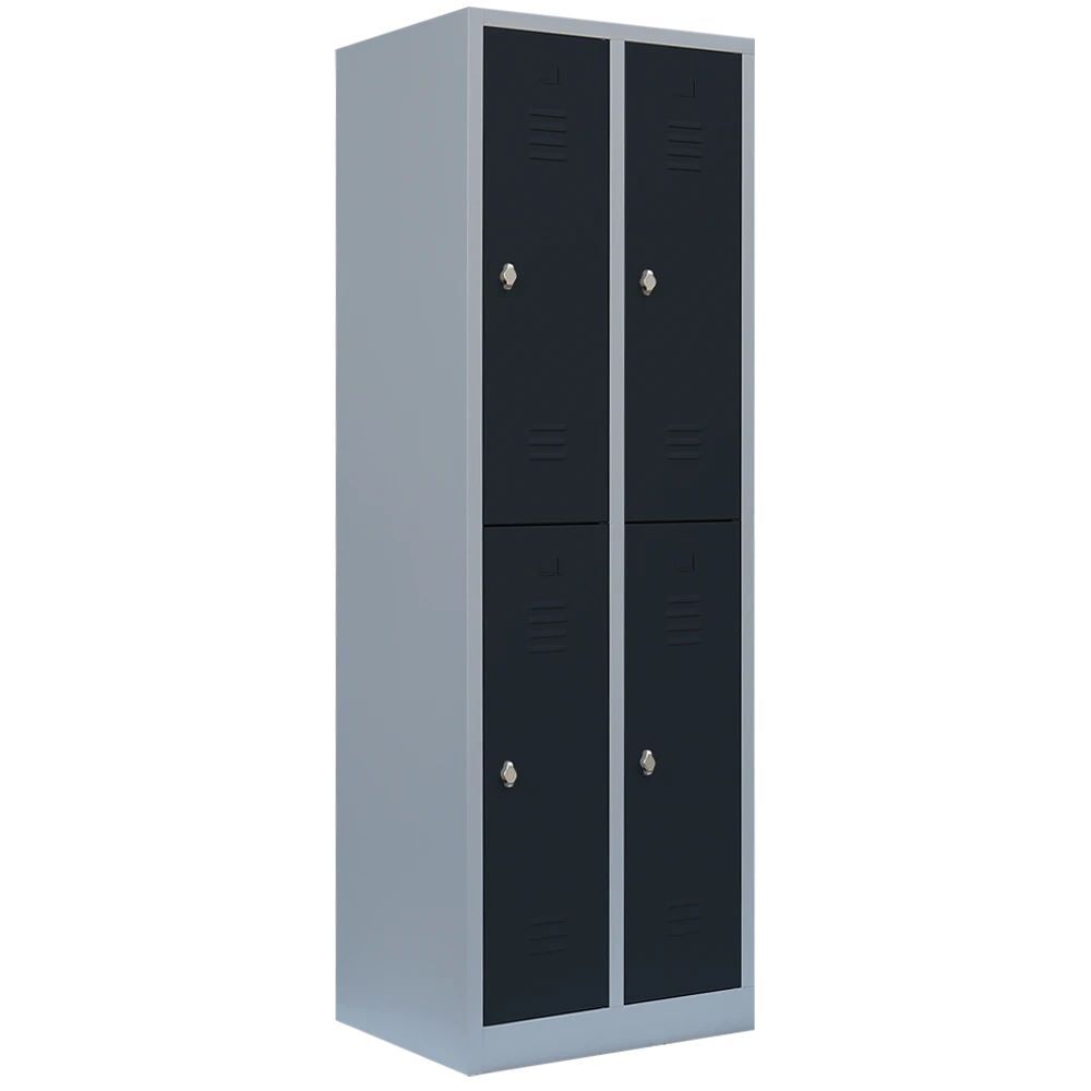 Produktbild Lüllmann XL Garderobenschrank Fächerschrank 2 Abteile doppelstöckig lichtgrau anthrazit
