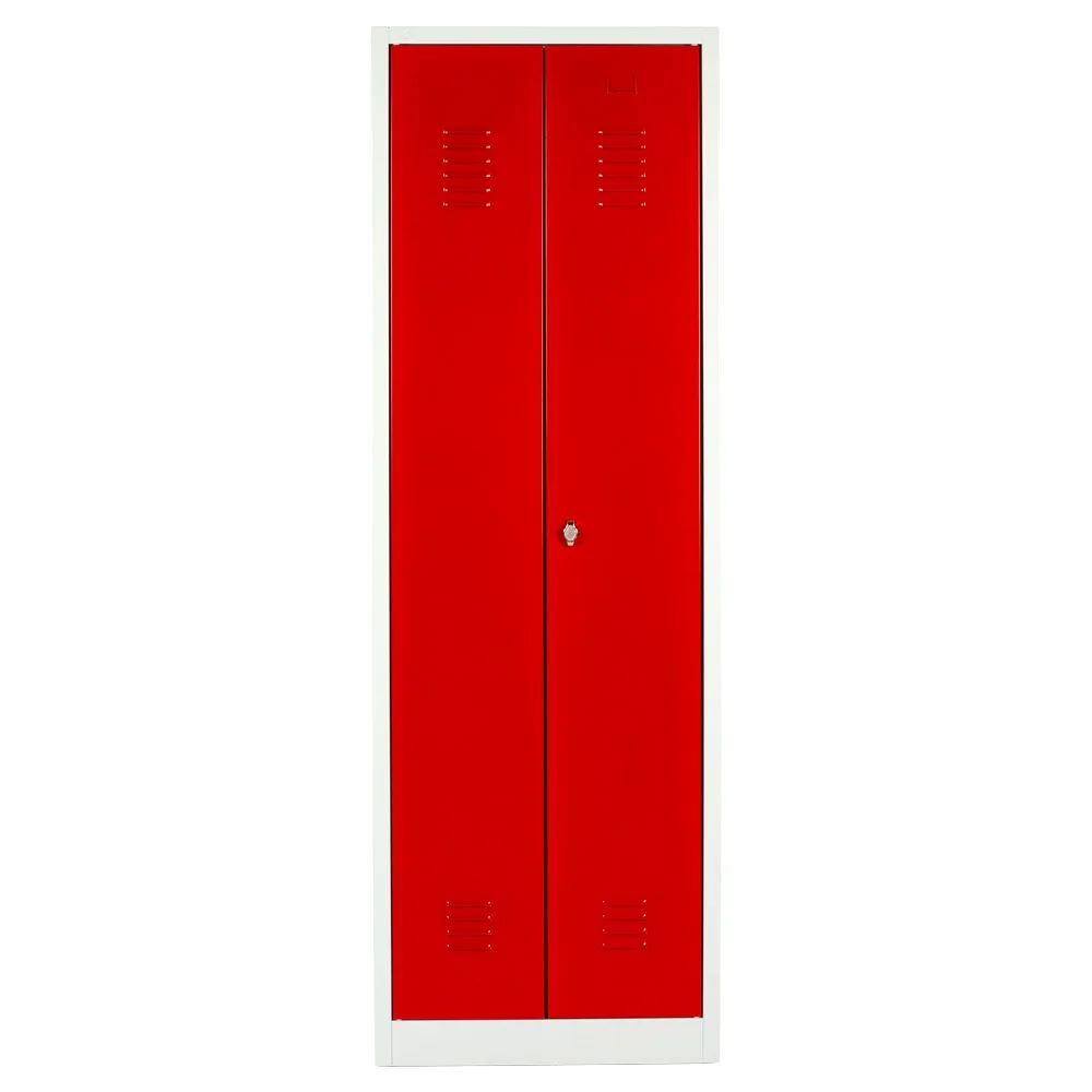 Produktbild Lüllmann® Geräteschrank, 2 Abteile, 1800 x 600 x500 mm, lichtgrau/feuerrot bild 4