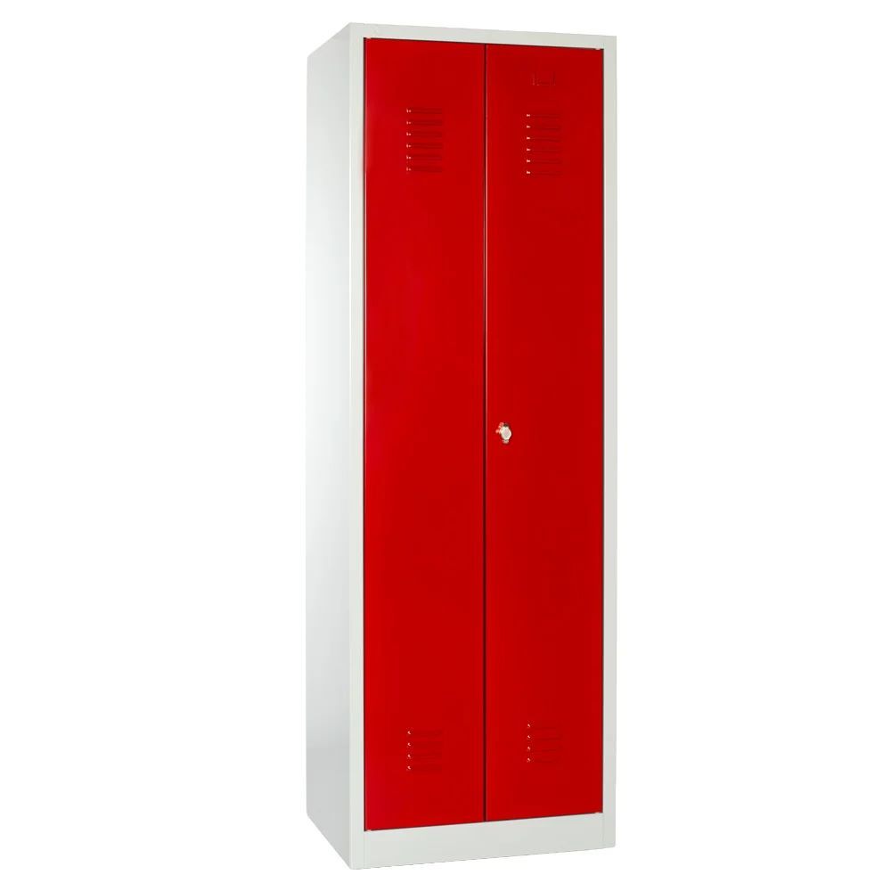 Produktbild Lüllmann® Geräteschrank, 2 Abteile, 1800 x 600 x500 mm, lichtgrau/feuerrot bild 6