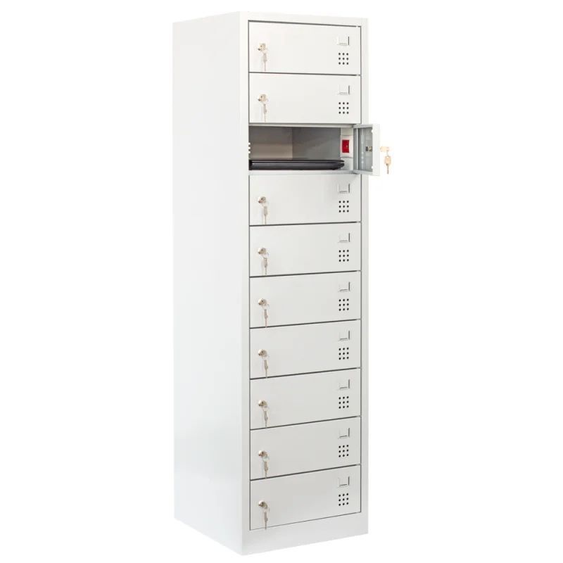 Produktbild Lüllmann Laptopschrank Fächerschrank 10 Fächer 1800 x 500 x 500 mm signalweiß