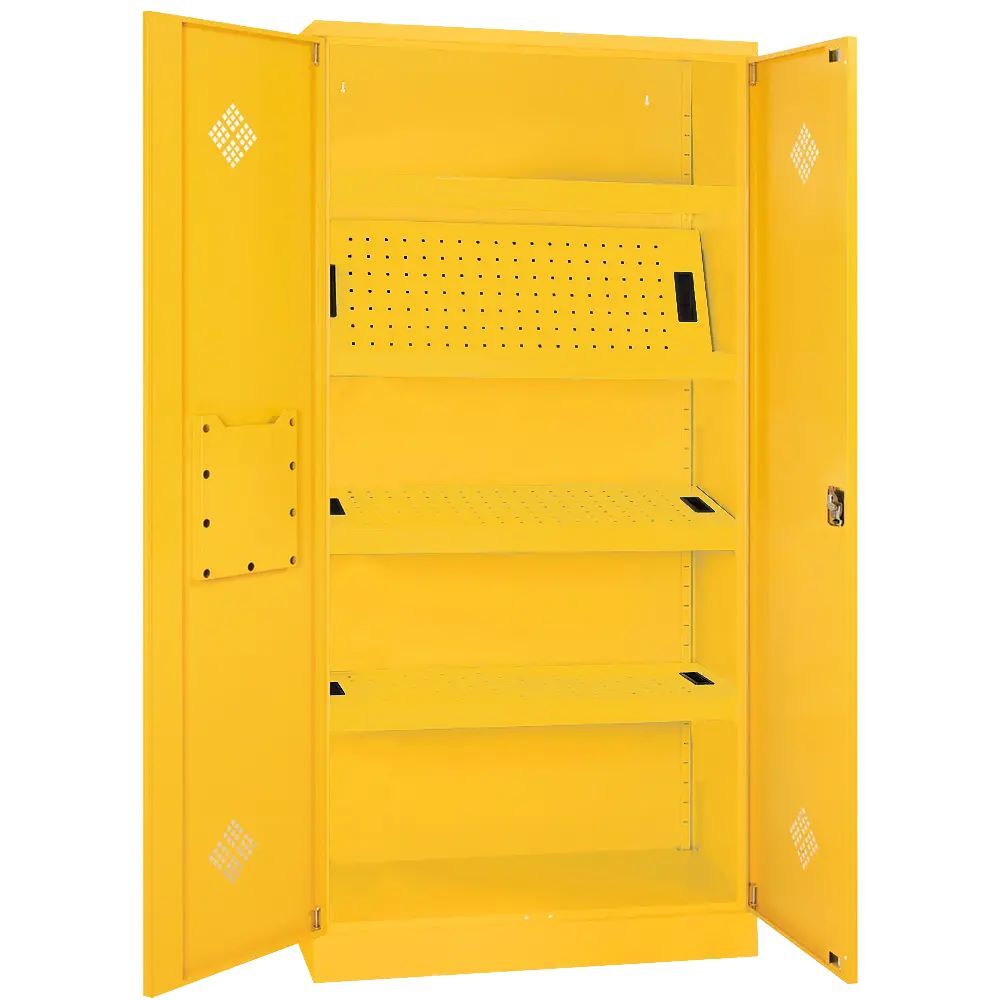 Produktbild Lüllmann® Umweltschrank, 2 Türen, 4 Wannenböden, 1950 x 916 x 422 mm, rapsgelb bild 2