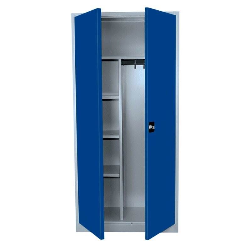 Lüllmann Mehrzweckschrank mit Flügeltüren 1800 x 800 x 383 mm lichtgrau enzianblau Produktbild Lüllmann Mehrzweckschrank mit Flügeltüren 1800 x 800 x 383 mm lichtgrau enzianblau