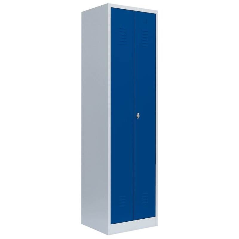 Lüllmann Mehrzweckspind 2 Abteile 1800 x 600 x 500 mm lichtgrau mit enzianblau Produktbild Lüllmann Mehrzweckspind 2 Abteile 1800 x 600 x 500 mm lichtgrau mit enzianblau bild 2