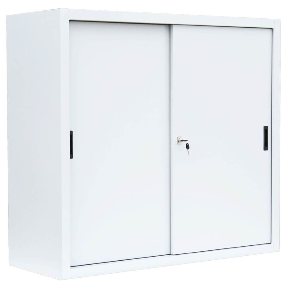 Lüllmann Schiebetürenschrank mit 2 Fachböden 1090 x 1200 x 450 mm in signalweiß Produktbild Lüllmann Schiebetürenschrank mit 2 Fachböden 1090 x 1200 x 450 mm in signalweiß