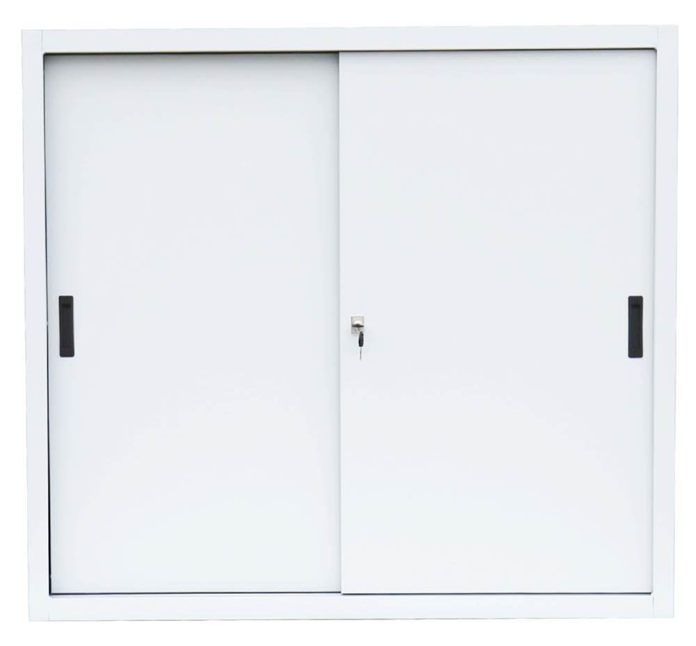 Lüllmann Schiebetürenschrank mit 2 Fachböden 1090 x 1200 x 450 mm in signalweiß Produktbild Lüllmann Schiebetürenschrank mit 2 Fachböden 1090 x 1200 x 450 mm in signalweiß bild 2