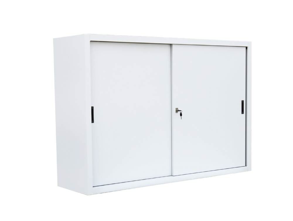 Lüllmann Schiebetürenschrank mit 2 Fachböden 1090 x 1600 x 450 mm in signalweiß Produktbild Lüllmann Schiebetürenschrank mit 2 Fachböden 1090 x 1600 x 450 mm in signalweiß