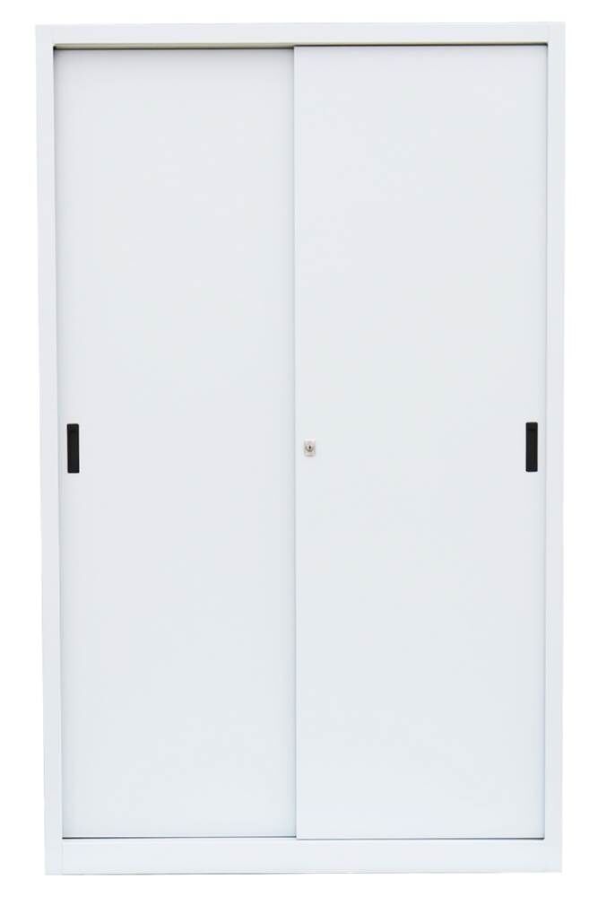 Lüllmann Schiebetürenschrank mit 4 Fachböden 1950 x 1200 x 450 mm in signalweiß Produktbild Lüllmann Schiebetürenschrank mit 4 Fachböden 1950 x 1200 x 450 mm in signalweiß bild 2