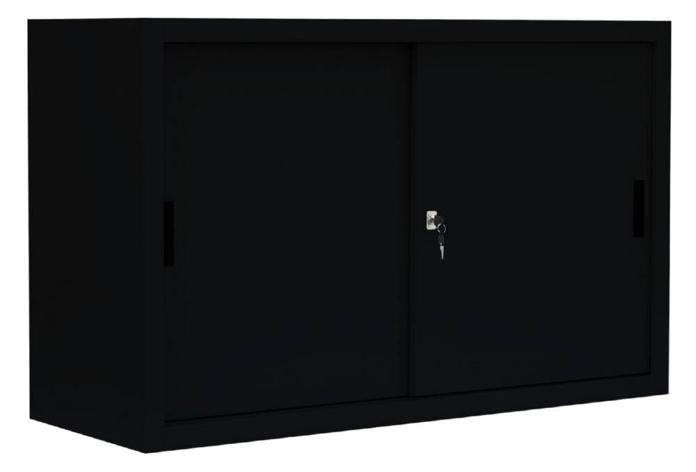 Lüllmann Schiebetürenschrank mit 1 Fachboden 750 x 1600 x 450 mm in tief schwarz Produktbild Lüllmann Schiebetürenschrank mit 1 Fachboden 750 x 1600 x 450 mm in tief schwarz