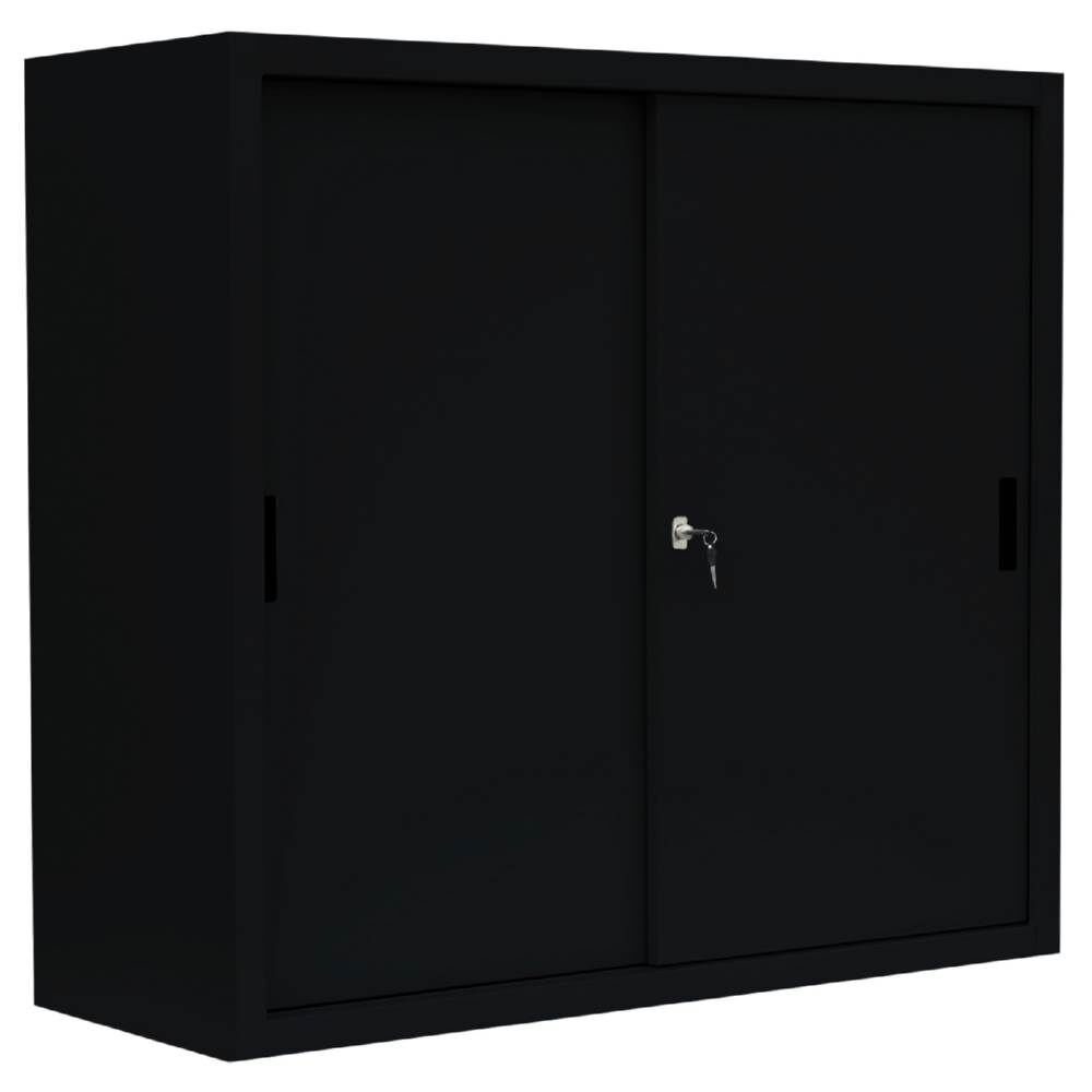 Lüllmann Schiebetürenschrank mit 2 Fachböden 1090 x 1200 x 450 mm in tief schwarz Produktbild Lüllmann Schiebetürenschrank mit 2 Fachböden 1090 x 1200 x 450 mm in tief schwarz