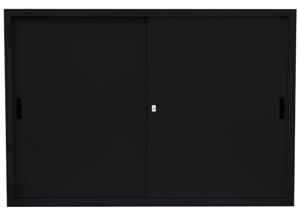 Lüllmann Schiebetürenschrank mit 2 Fachböden 1090 x 1600 x 450 mm in tief schwarz Produktbild Lüllmann Schiebetürenschrank mit 2 Fachböden 1090 x 1600 x 450 mm in tief schwarz bild 2