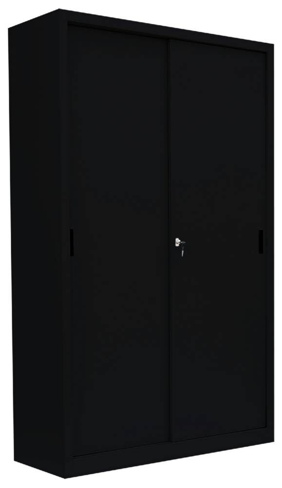 Lüllmann Schiebetürenschrank mit 4 Fachböden 1950 x 1200 x 450 mm in tief schwarz Produktbild Lüllmann Schiebetürenschrank mit 4 Fachböden 1950 x 1200 x 450 mm in tief schwarz