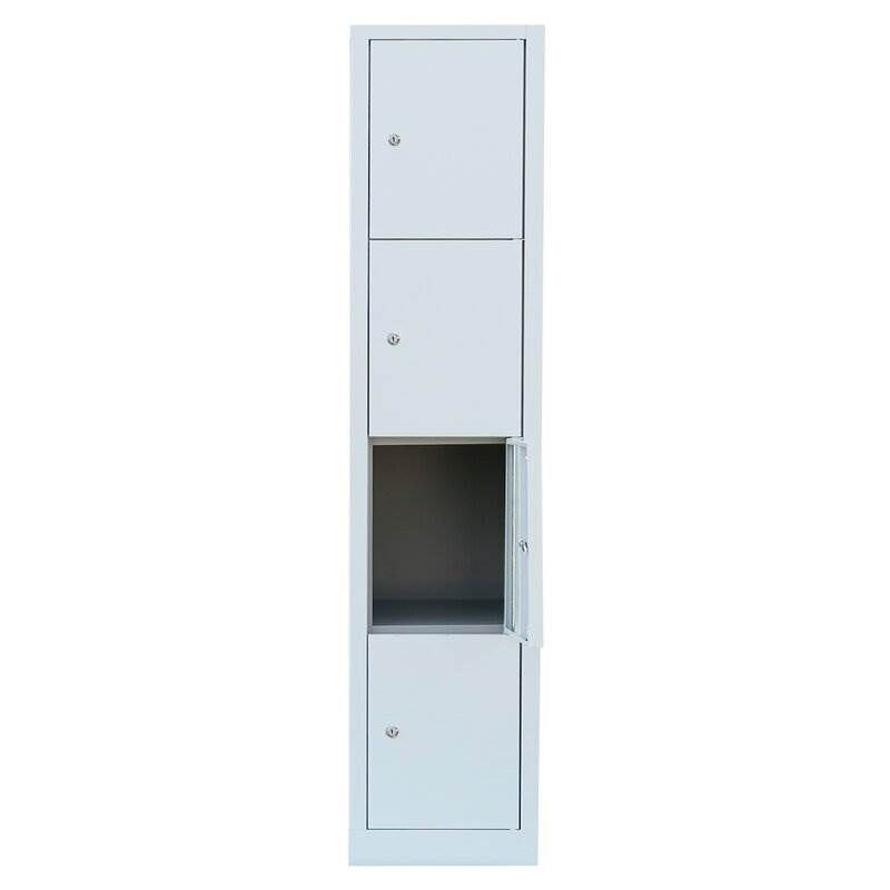 Lüllmann Schließfachschrank 1 Abteil 4 Fächer 1800 x 415 x 500 mm in lichtgrau Produktbild Lüllmann Schließfachschrank 1 Abteil 4 Fächer 1800 x 415 x 500 mm in lichtgrau bild 3