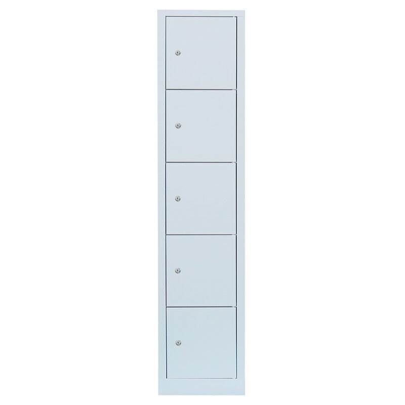 Lüllmann Schließfachschrank 1 Abteil 5 Fächer 1800 x 415 x 500 mm in lichtgrau Produktbild Lüllmann Schließfachschrank 1 Abteil 5 Fächer 1800 x 415 x 500 mm in lichtgrau bild 2