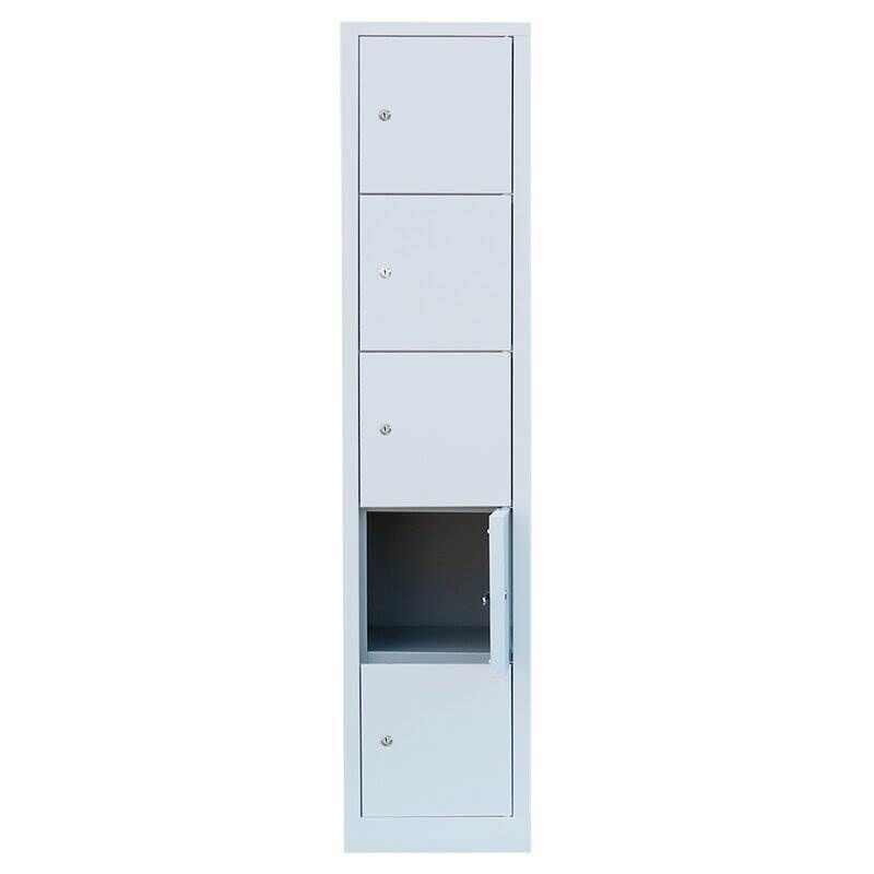 Lüllmann Schließfachschrank 1 Abteil 5 Fächer 1800 x 415 x 500 mm in lichtgrau Produktbild Lüllmann Schließfachschrank 1 Abteil 5 Fächer 1800 x 415 x 500 mm in lichtgrau bild 3