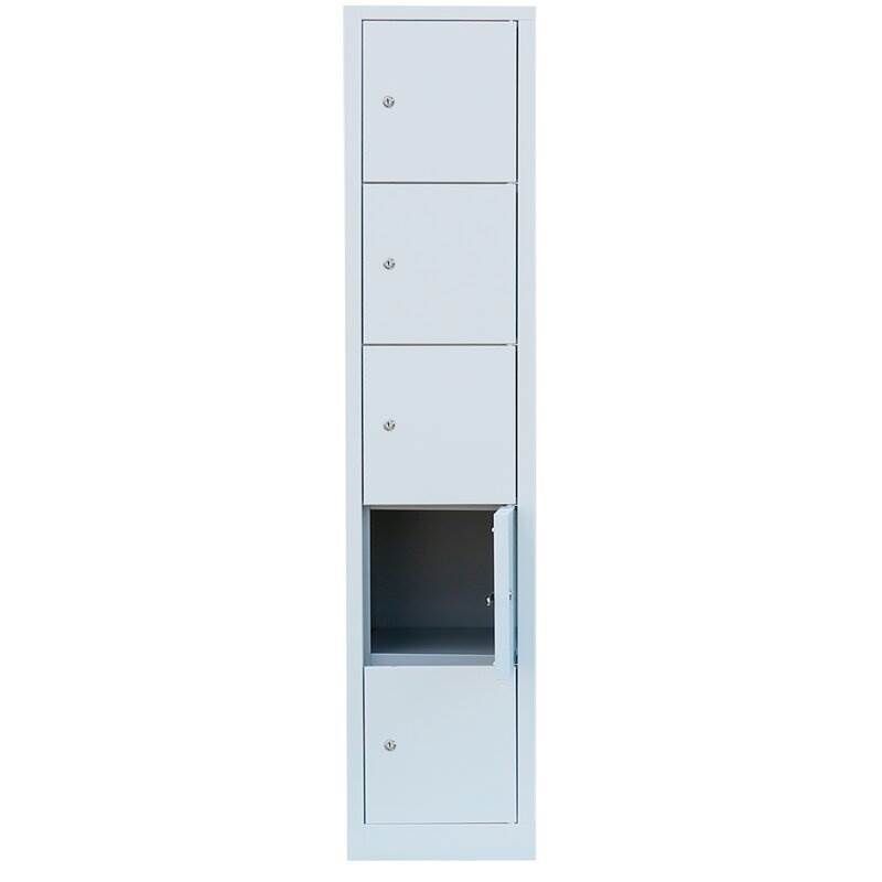 Lüllmann XL Schließfachschrank 5 Fächer 1900 x 415 x 450 mm lichtgrau Produktbild Lüllmann XL Schließfachschrank 5 Fächer 1900 x 415 x 450 mm lichtgrau bild 3