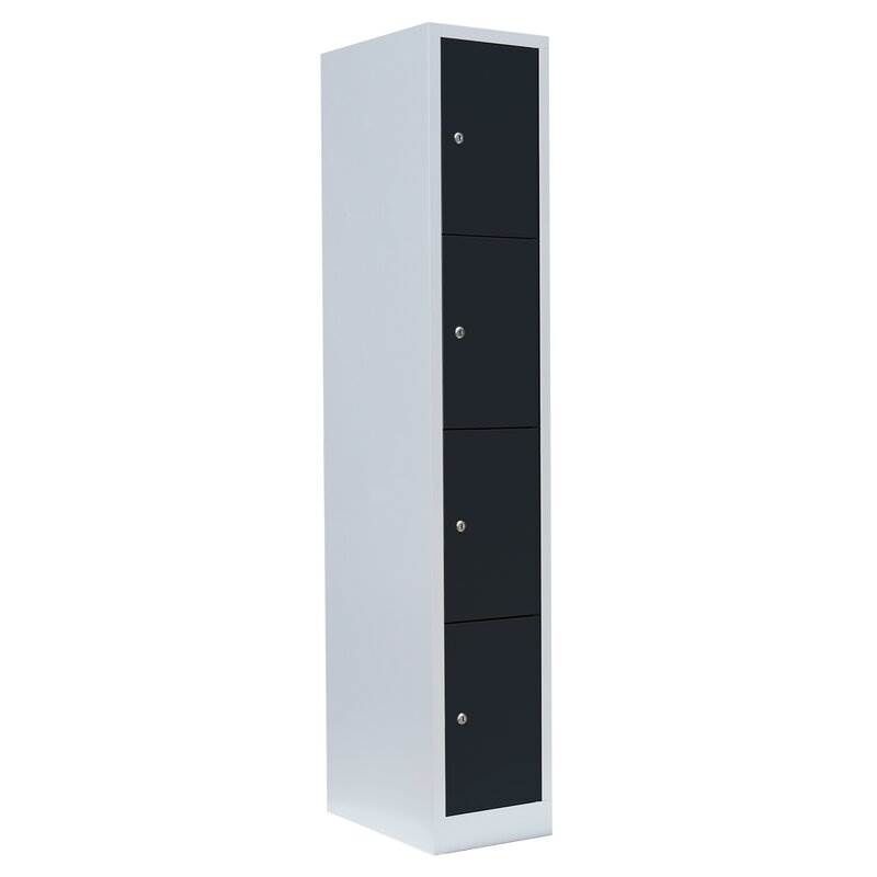 Lüllmann Schließfachschrank 1 Abteil 4 Fächer 1800 x 315 x 500 mm lichtgrau mit anthrazit Produktbild Lüllmann Schließfachschrank 1 Abteil 4 Fächer 1800 x 315 x 500 mm lichtgrau mit anthrazit