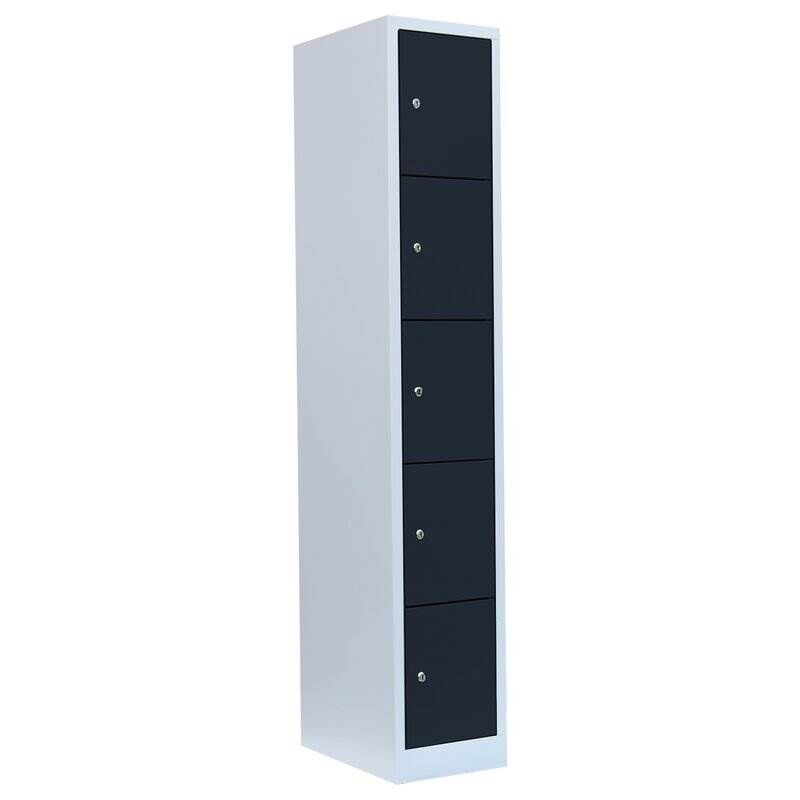 Lüllmann Schließfachschrank 1 Abteil 5 Fächer 1800 x 315 x 500 mm lichtgrau anthrazit Produktbild Lüllmann Schließfachschrank 1 Abteil 5 Fächer 1800 x 315 x 500 mm lichtgrau anthrazit
