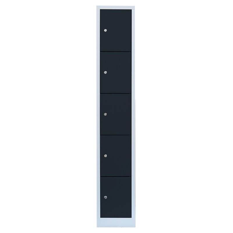 Lüllmann Schließfachschrank 1 Abteil 5 Fächer 1800 x 315 x 500 mm lichtgrau anthrazit Produktbild Lüllmann Schließfachschrank 1 Abteil 5 Fächer 1800 x 315 x 500 mm lichtgrau anthrazit bild 2