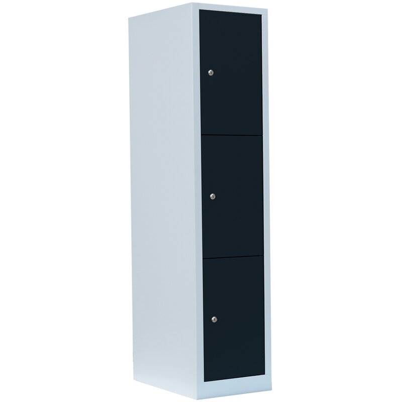 Lüllmann Schließfachschrank 1 Abteil 3 Fächer 1800 x 415 x 500 mm lichtgrau anthrazit Produktbild Lüllmann Schließfachschrank 1 Abteil 3 Fächer 1800 x 415 x 500 mm lichtgrau anthrazit