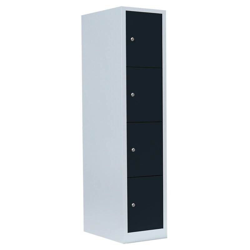 Lüllmann Schließfachschrank 1 Abteil 4 Fächer 1800 x 415 x 500 mm lichtgrau anthrazit Produktbild Lüllmann Schließfachschrank 1 Abteil 4 Fächer 1800 x 415 x 500 mm lichtgrau anthrazit