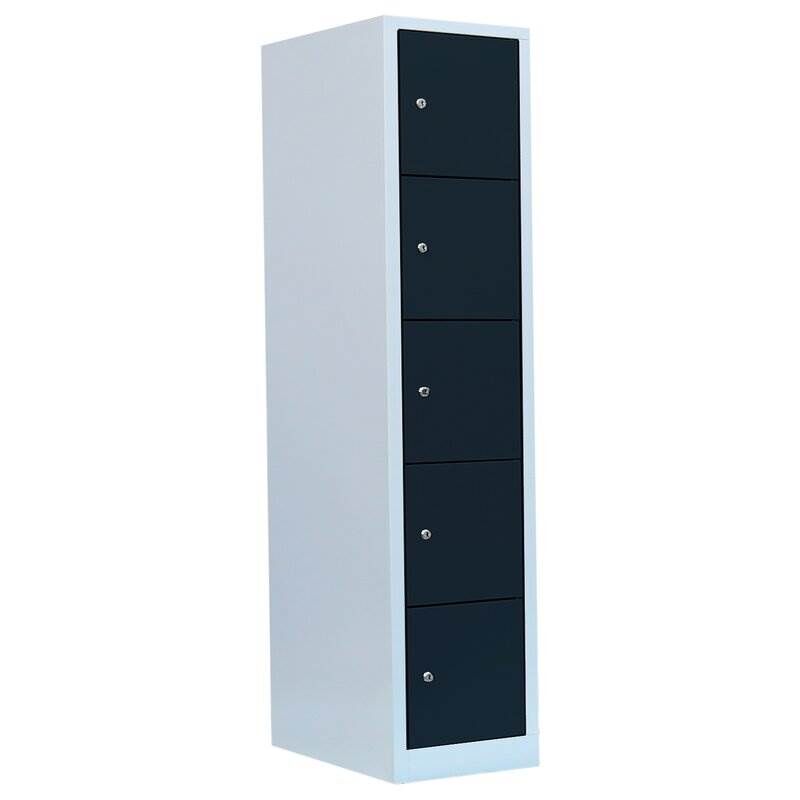 Lüllmann Schließfachschrank 1 Abteil 5 Fächer 1800 x 415 x 500 mm lichtgrau anthrazit Produktbild Lüllmann Schließfachschrank 1 Abteil 5 Fächer 1800 x 415 x 500 mm lichtgrau anthrazit